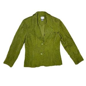 Chicos Mid Century Mod Rayon Blazer w Cheetah Print Pattern + Matching Buttons